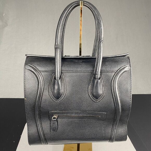 Celine Paris Tote Bag Luggage Phantom Embossed  Women Leather Black - Picture 1 of 16